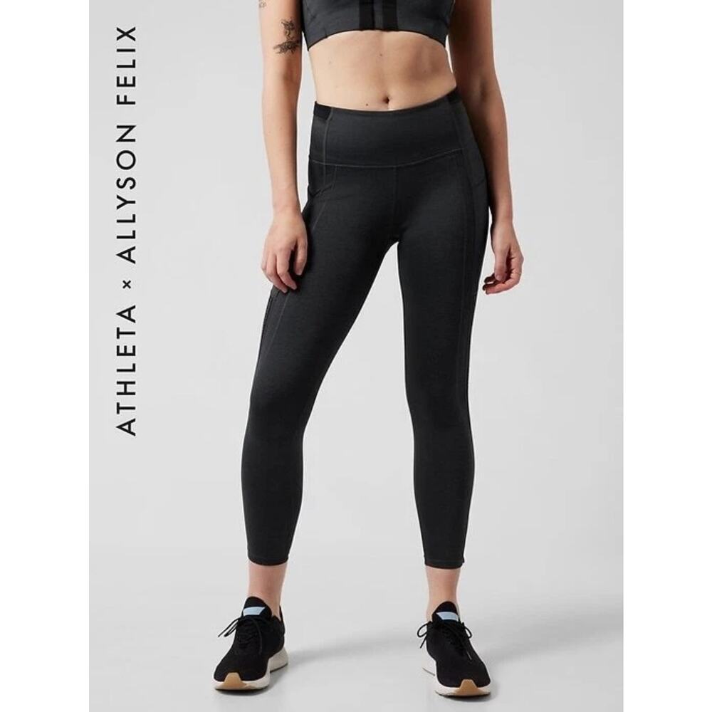 Athleta x Allyson Felix Ultimate Stash Legend Tight Black Gray Large Crop
